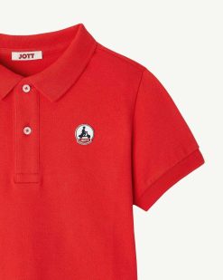 Online Polo Enfant En Coton Bio Salvador Rouge Feu Vetements