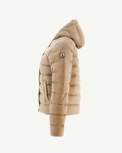 Clearance Doudoune Droite A Capuche Jane Beige Vetements D'Exterieur