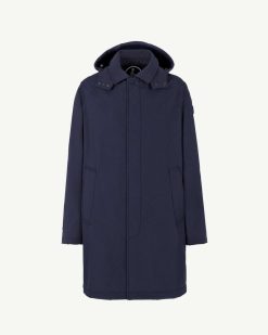 New Veste Impermeable Athenes Avec Capuche Amovible Marine Vetements D'Exterieur