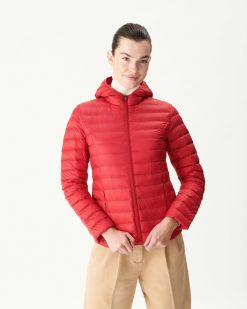 Clearance Doudoune Legere A Capuche Rouge Cloe Vetements D'Exterieur