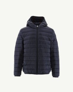 New Doudoune A Capuche Bleu Marine Hugo Vetements D'Exterieur